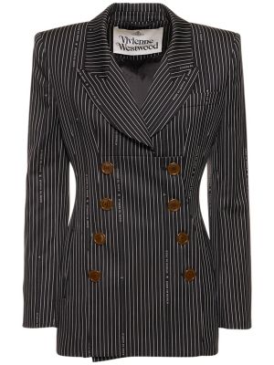 Bombažni volneni blazer s črtami Vivienne Westwood črna