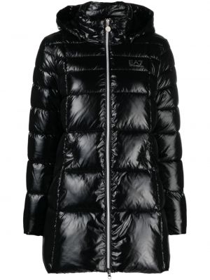 Παλτό με κουκούλα Ea7 Emporio Armani μαύρο