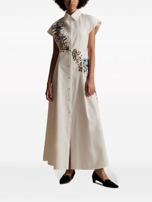 Sukienka koszulowa w kwiatki Adam Lippes biała