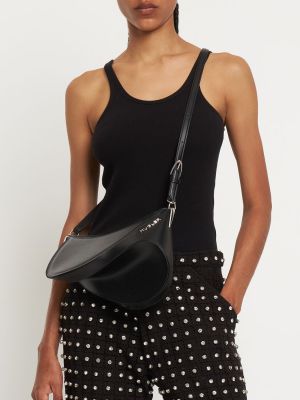 Usnjena usnjena nakupovalna torba Mugler črna