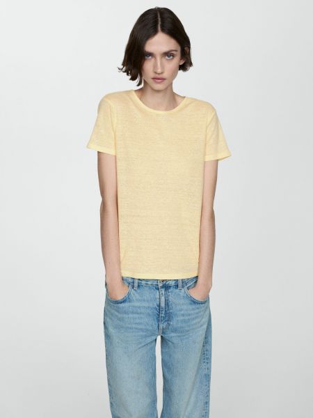 Majica s melange uzorkom Mango žuta