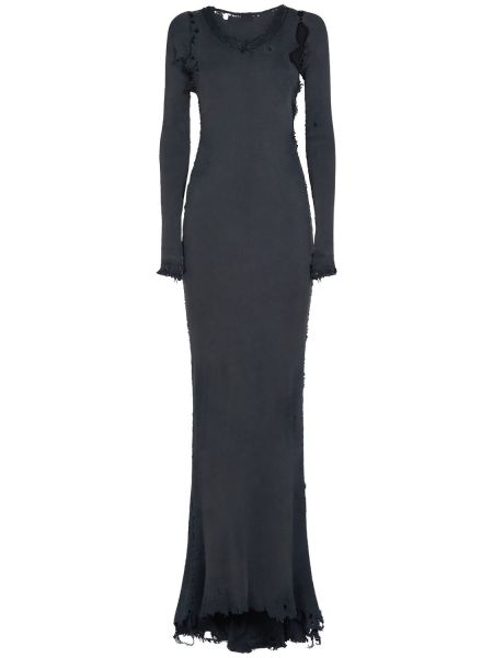 Sukienka długa z przetarciami bawełniana Balenciaga czarna