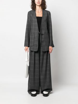 Plisované kostkované kalhoty relaxed fit Société Anonyme šedé