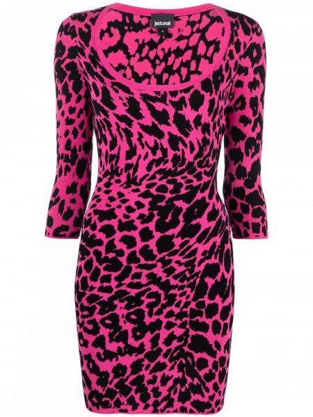 Vestido de punto leopardo Just Cavalli rosa