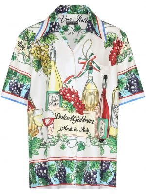Μεταξωτό πουκάμισο με σχέδιο Dolce & Gabbana λευκό