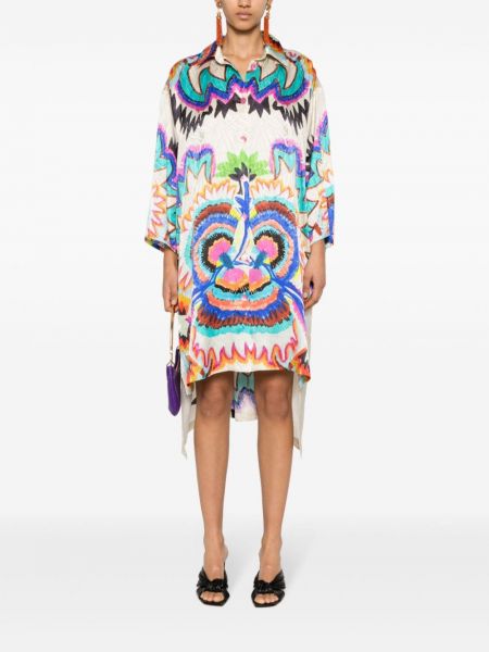 Sukienka z nadrukiem w abstrakcyjne wzory Rianna + Nina beżowa