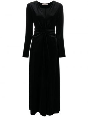 Žametna dolga obleka iz rebrastega žameta z v-izrezom D.exterior črna