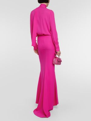 Μεταξωτή maxi φούστα με ψηλή μέση Valentino ροζ