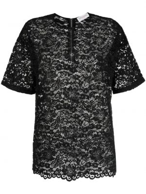 Krajkové květinové tričko Ermanno Firenze černé