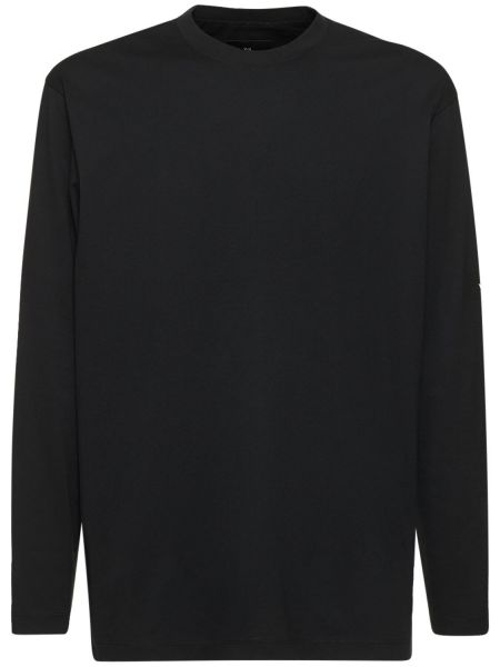 Jersey de algodón manga larga de tela jersey Y-3 negro