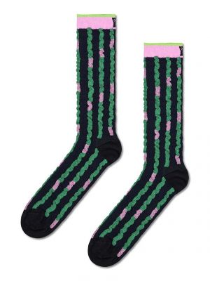 Prugaste čarape s volanima Happy Socks crna