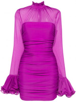 Šifonové koktejlové šaty s volány Rotate fialové