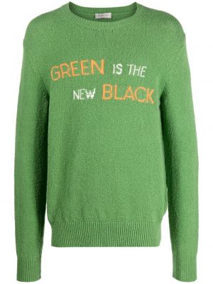 Плетен пуловер Herno зелено