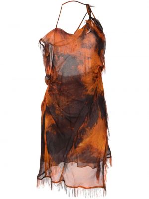 Ασύμμετρη κοκτέιλ φόρεμα με διαφανεια Acne Studios πορτοκαλί