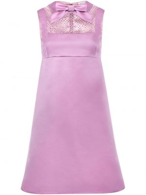 Saténové koktejlkové šaty s mašľou Nina Ricci ružová