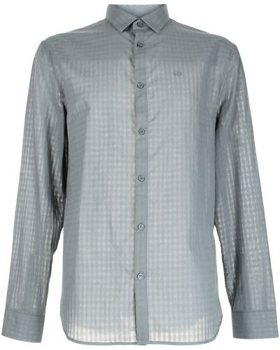 Camisa con botones a cuadros Armani Exchange gris