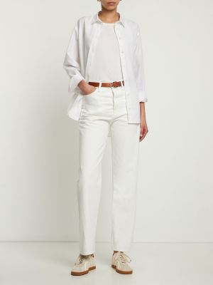 Bavlnené džínsy Totême biela