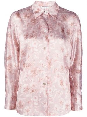 Копринена риза на цветя с принт Vince розово