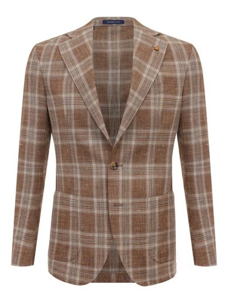 Шелковый шерстяной пиджак Sartoria Latorre коричневый