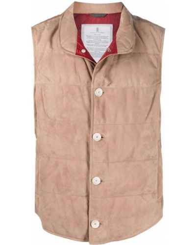 Semsket skinn vest Brunello Cucinelli brun