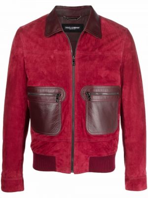 Usnjena jakna z zadrgo Dolce & Gabbana rdeča