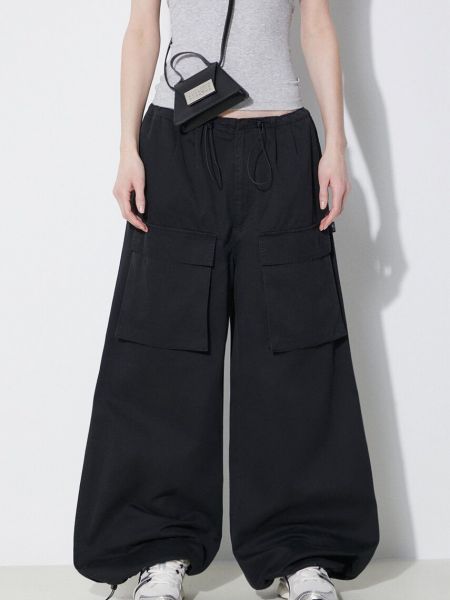 Kalhoty s vysokým pasem Mm6 Maison Margiela černé