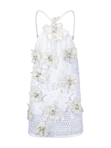 Bílé krajkové květinové koktejlové šaty Patbo