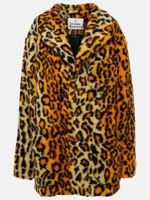 Palton de blană cu imagine cu model leopard Vivienne Westwood maro