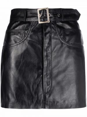 Klasické kožená sukně s páskem Manokhi - černá