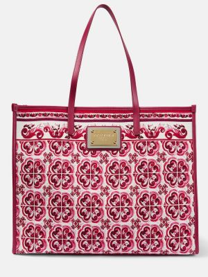 Shopper kabelka s potiskem Dolce&gabbana růžová