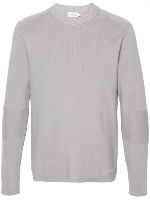 Pull en tricot col rond Calvin Klein gris