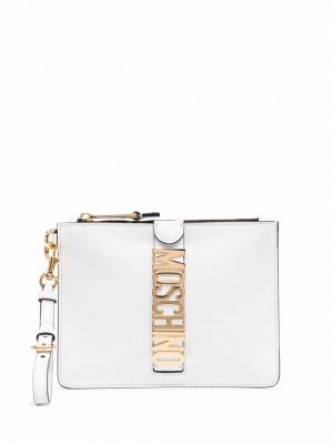 Lær clutch Moschino hvit