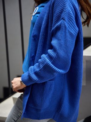 Voľný sveter na gombíky Fasardi modrá