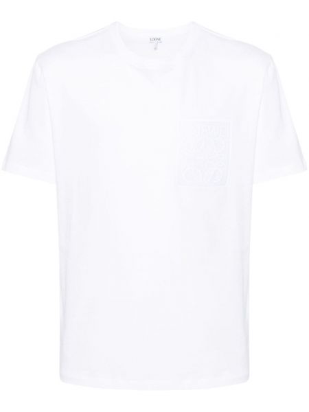 Bombažna majica z vezenjem Loewe bela