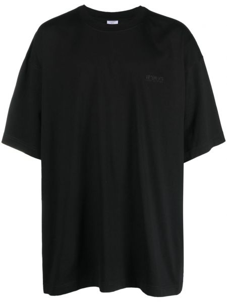 Medvilninis siuvinėtas marškinėliai oversize Vetements juoda