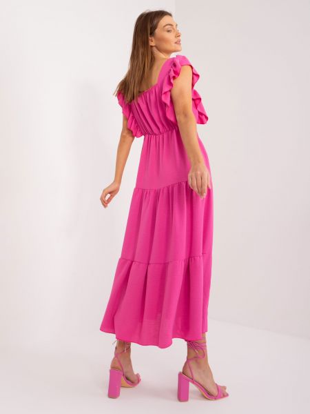 Obleka z volani Fashionhunters roza