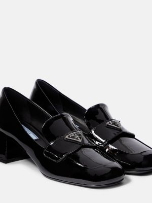 Pantofi cu toc din piele de lac Prada negru