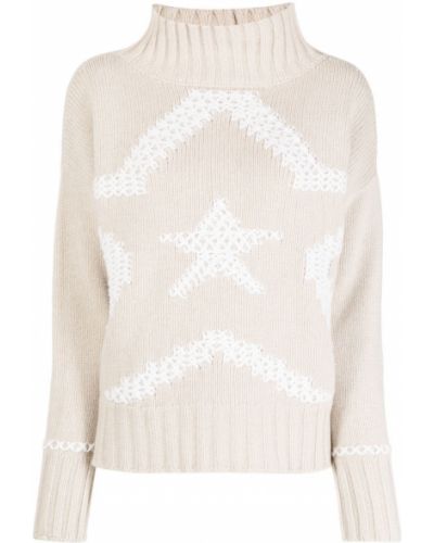 Zvaigznes džemperis ar augstu apkakli Lorena Antoniazzi balts