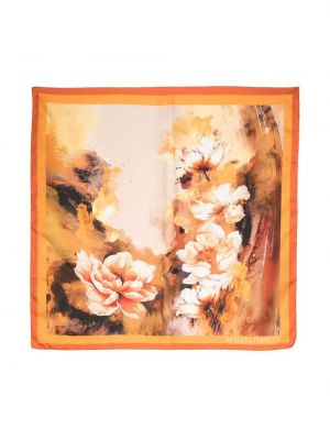 Копринен шал на цветя с принт Alberta Ferretti оранжево