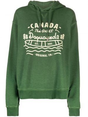 Kokvilnas kapučdžemperis ar apdruku Dsquared2 zaļš