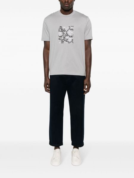 T-shirt brodé en coton Emporio Armani gris