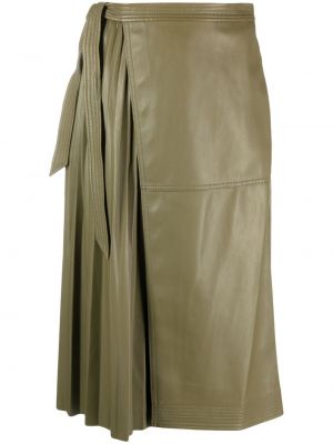 Plisované kožená sukně Simkhai zelené