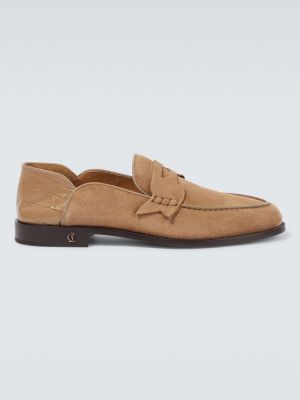 Pantofi loafer din piele de căprioară Christian Louboutin gri