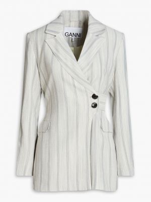 Жаккардовый пиджак в полоску Ganni серый