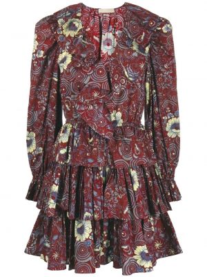 Mini obleka s cvetličnim vzorcem s potiskom Ulla Johnson rdeča