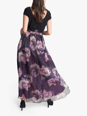Длинное платье в цветочек с принтом Gina Bacconi фиолетовое