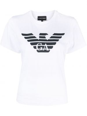 Тениска с принт Emporio Armani бяло