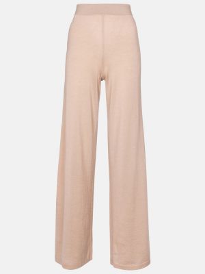 Kašmírové rovné kalhoty s vysokým pasem Alaã¯a růžové
