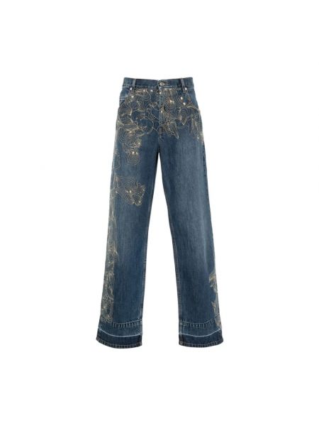 Haftowane proste jeansy Isabel Marant niebieskie
