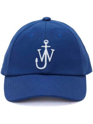 Haftowana czapka z daszkiem bawełniana Jw Anderson niebieska